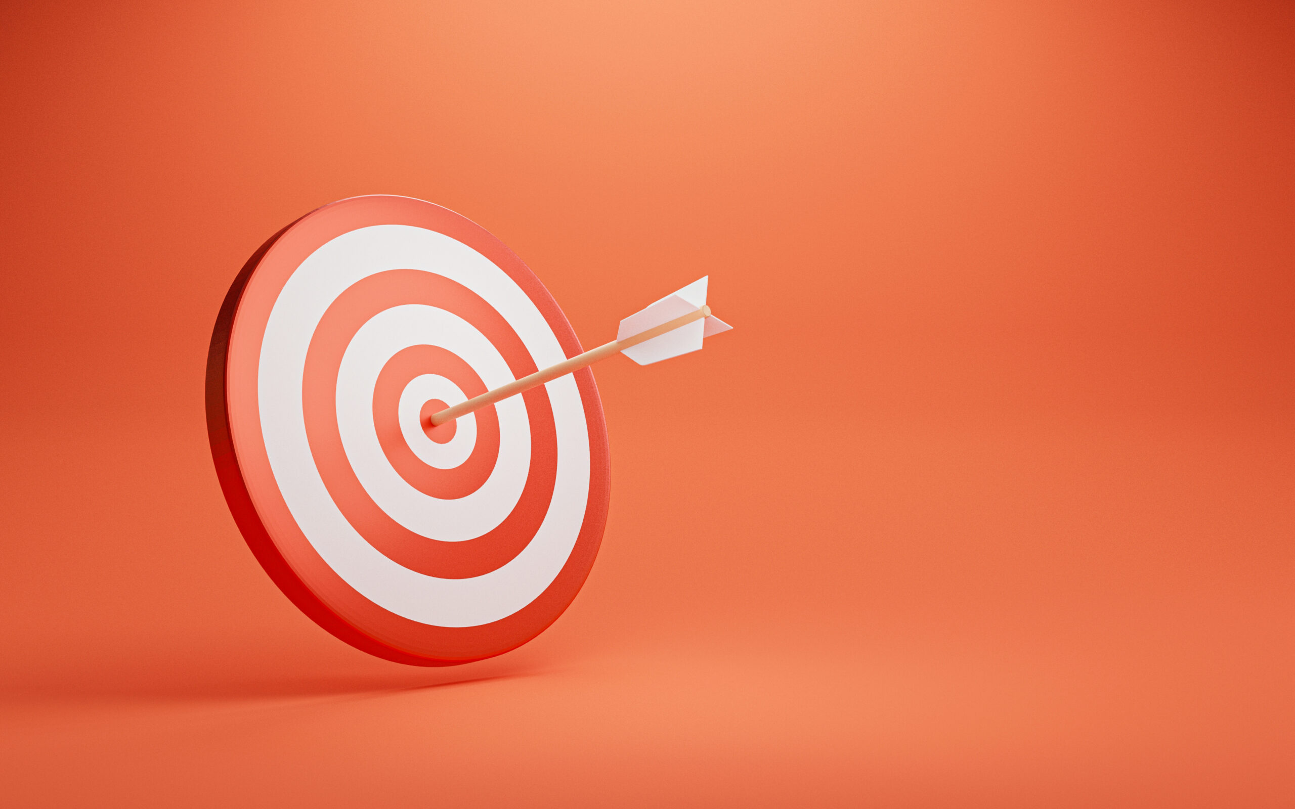 Dartboard with arrow on red background for symbol of setup business objective and achievement target concept by 3d render.